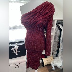 Sequin red midi dress